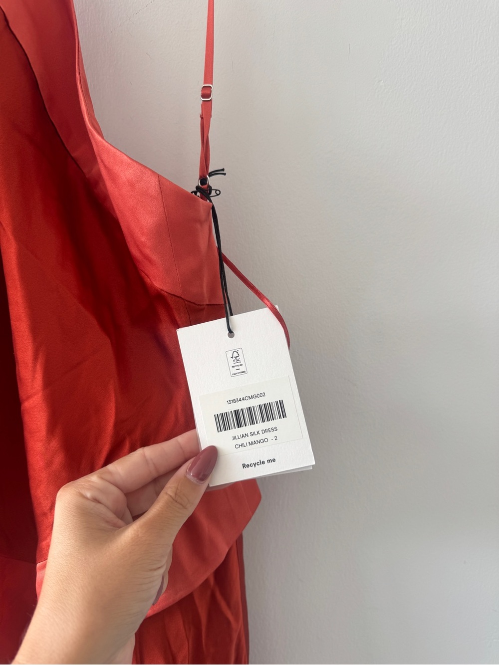 REFORMATION Jillian Silk Dress in Chili Mango 2 - Picture 6 of 9